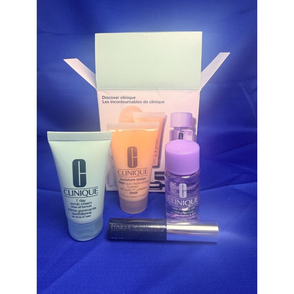 NIB Clinique Discover Clinique 4-Piece Skincare and Makeup Set Travel Size